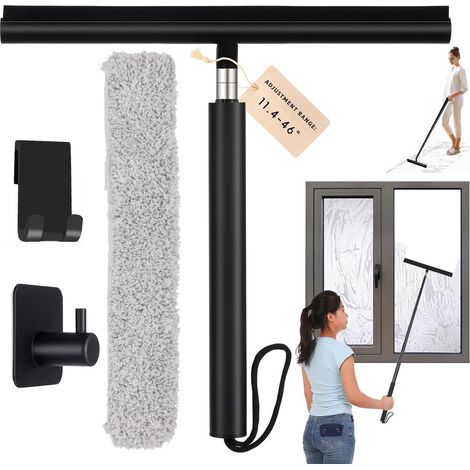 Grattoir de douche rétractable - Fenêtre en silicone avec tige d'extension 2 en 1 et porte vitrée pour nettoyer maisons, portes, murs carrelés, voitures, carrelages Medyu (1/5)