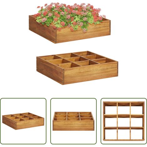 Kräuterbeet -  Garten-Hochbeet für Kräuter Massivholz Akazie 60 x 60 x 15 cm (1/5)