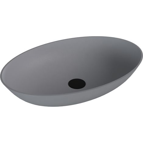 Vasque à poser BANERA OVAL, marbre coulé, 60x40cm, gris mat (1/4)