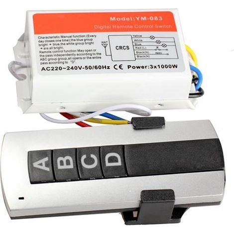 Commutateur télécommande sans fil 220V pour lampe et lumière (1/4)