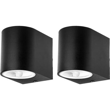 2er Set Außen Wand Leuchten schwarz Haus Tür Alu Strahler GU10 Veranda Down Lampen