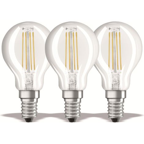 Osram Base Clas P Lampada LED E14, 4 W, Luce Calda, 3 Lamp