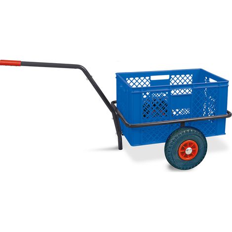 BRB Handwagen mit Kunststoffkorb H 320 mm, LxBxH 1250x640x660 mm, Tragkraft 200 kg (blau)