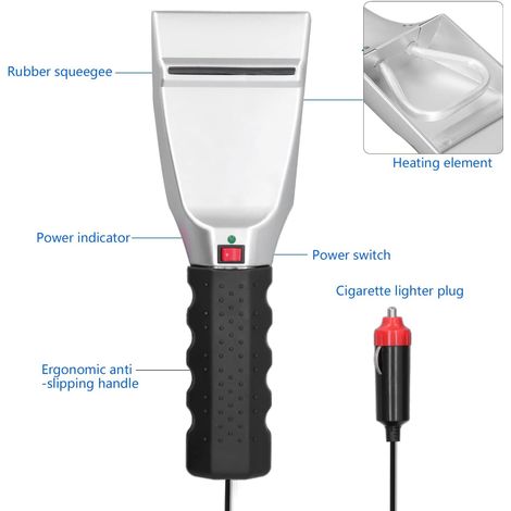 Pala da neve riscaldata automaticamente da 12 V e 18 W, raschiaghiaccio invernale per parabrezza elettrici, raschiaghiaccio per auto, camion, SUV, strumento antighiaccio invernale (1/4)