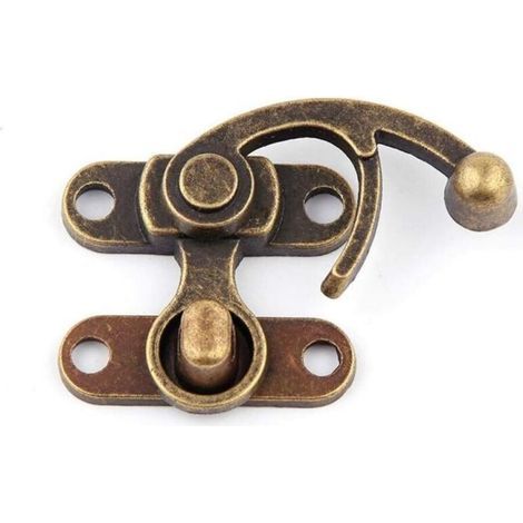 Fermeture vintage à loquet oscillant pour boîte en bois – Lot de 10 pièces, dimensions 38 × 45 mm, finition antique (1/5)
