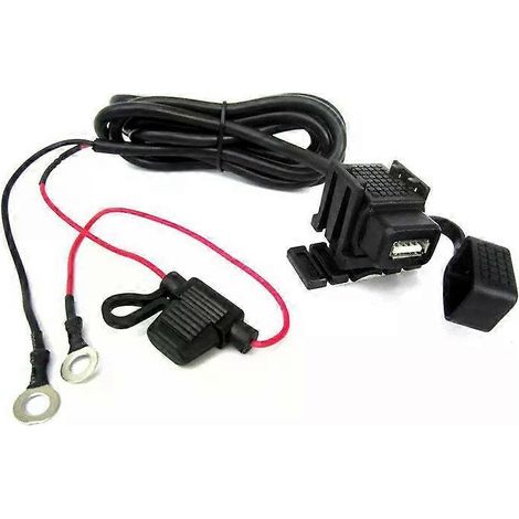 Chargeur USB pour moto avec fusible 10 A, câble de 180 cm, adaptateur USB étanche 21 A, chargeur pour téléphone, tablette et GPS, connecteur à joint torique - JXLGV (1/4)