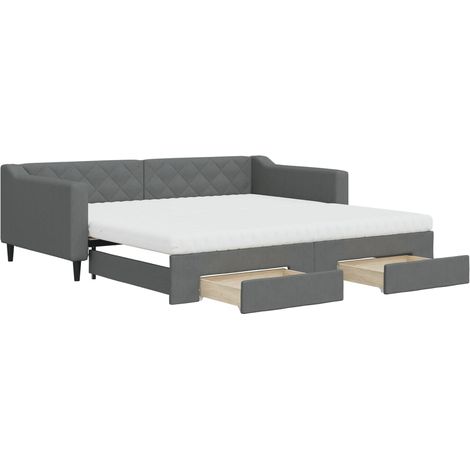 Maison Exclusive - Divano Letto Estraibile Cassetti Grigio Scuro 100x200cm Tessuto