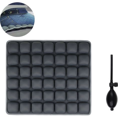 Coussin de siège gonflable (1 pièce) pour fauteuil roulant, voiture, bureau, maison, soulagement des douleurs sciatiques et du coccyx. Housse respirante pour siège arrière, siège auto, fauteuil roulan (1/5)