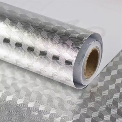Papel pintado autoadhesivo de PVC plateado cepillado impermeable para armarios, muebles, etc.