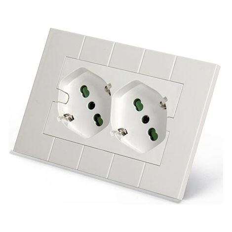 Multipresa universale doppia presa precablata 2P+T 16A incasso 3 moduli colore bianco Fanton Opera per serei Bticino LNW (1/4)
