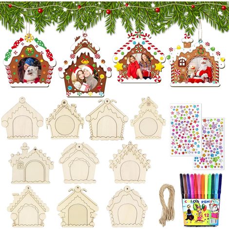 Ensemble de cadres photo de Noël, 10 pièces - Cadres photo de Noël pour bricoler - Cadres photo pendentifs DIY - Décorations de sapin de Noël - Boule de Noël - Photo pour décoration de sapin de Noël (1/5)