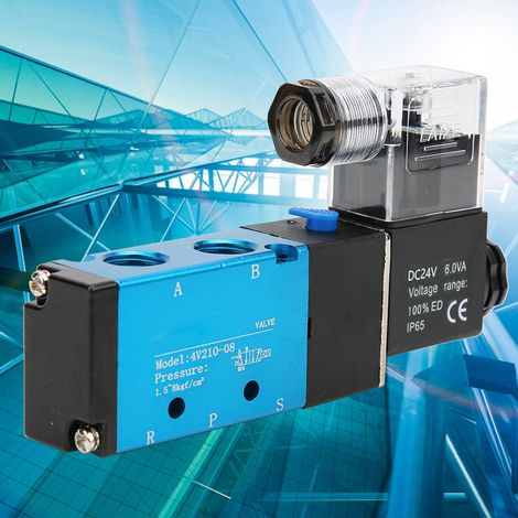 4V210‑08 Électrovanne 5 voies 2 positions PT1/4 po Air filtré DC4,8 W AC 6 VA (DC24 V) (1/5)