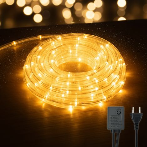 Tubo LED Luminoso 10/20m Multicolore IP65 Esterno Natale Festa Giardino Decorazioni Bianco Caldo 10 metri