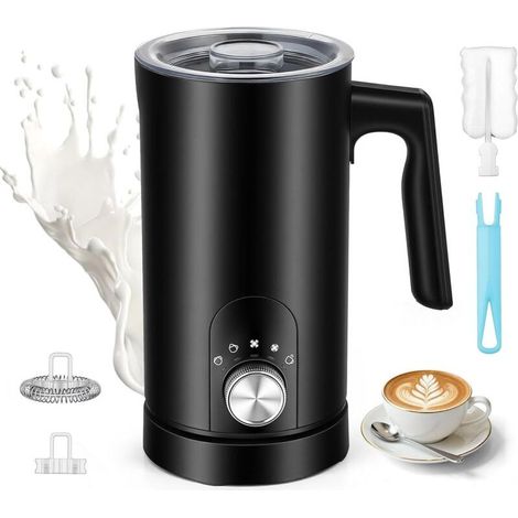Mousseur à lait électrique 5 en 1, mousseur à lait automatique 350 ml pour mousse de lait chaude ou froide avec revêtement antiadhésif, commande à un clic pour chocolat, cappuccino, blanc (1/5)