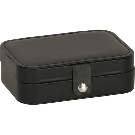 Boîte à bijoux de rangement, noire, intérieur en velours, rangement pour bagues et boucles d'oreilles, étui de voyage noir