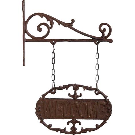 Ac-Deco – Pancarte murale en fonte marron 31,8 cm – Style rétro – Coulée manuellement – Fixations non incluses
