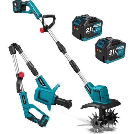 Motobineuse électrique sans fil brushless ,4 Lames Acier,Largeur de travail 20 cm,Profondeur de travail 15 cm,Avec deux batteries 6.0Ah et chargeur (1/5)
