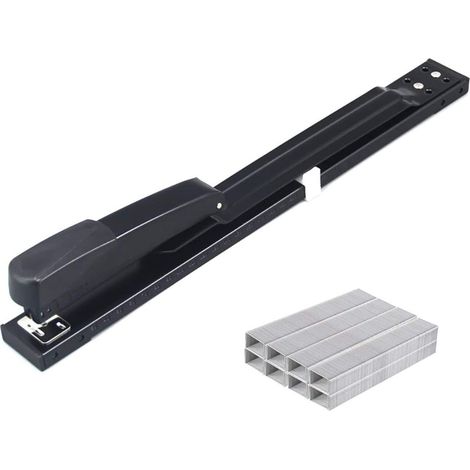 Stapler - Long Reach - 50 Sheets Capacity - Desktop Use - Black - Includes 3000 Staples