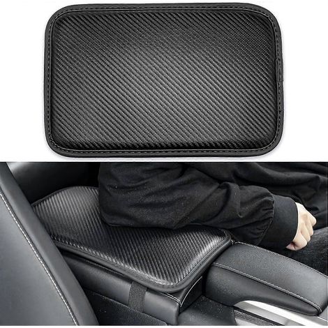 Coussin de console centrale de voiture, housse universelle imperméable pour accoudoir de siège de voiture, housse d'accoudoir en cuir PU imitation fibre de carbone (1/5)