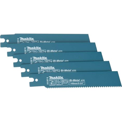 Makita - Sägeblatt-Set für Metall, 8 TPI, Länge 145 mm, 5 Stück E-26191 (1/3)