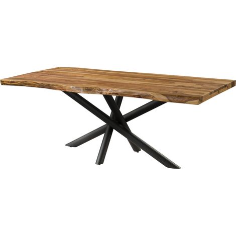 Table à Manger en bois de Sheesham 180x90x76 naturel sablé / pieds Mikado anthracite matte FREEFORM 5