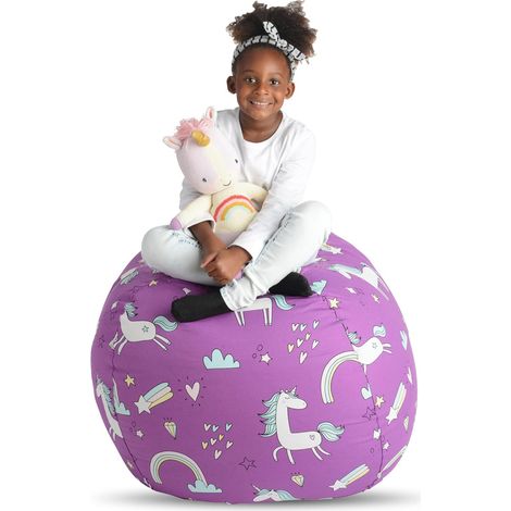 Pouf de rangement pour animaux en peluche pour enfants avec poignée de transport robuste - 32 pouces (1/4)