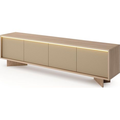 Meuble TV, couleur : bolivar naturel + cappuccino, 203,9 x 54,4 x 40 cm (1/5)