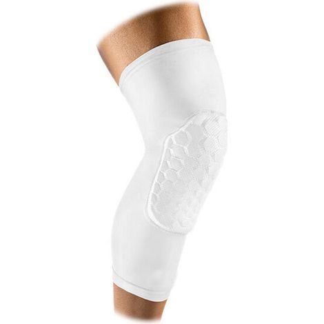 TrAdE Shop Traesio - Ginocchiera Elastica Con Protezione Hex 9mm Paracolpi Sport Compressione Bianco - XL