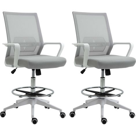 fauteuil de bureau - Vinsetto - Tissu en maille - 64x60x16cm - Gris (1/5)