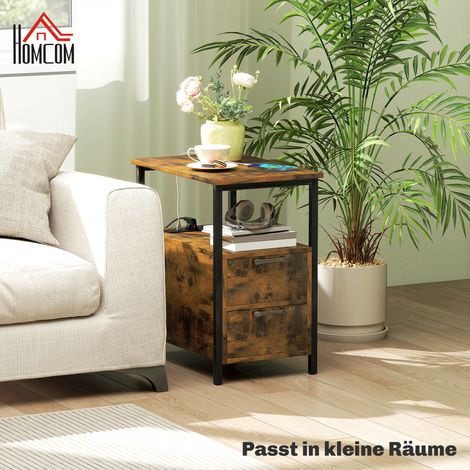 Table basse avec station de charge, ports USB, prises électriques, 2 tiroirs et étagère pour salon, chambre (1/5)