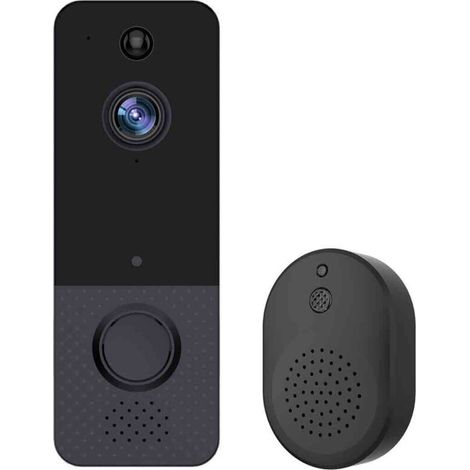 Sonnette vidéo avec caméra - Surveillance intérieur/extérieur - Vision nocturne - Détection de mouvement PIR - Stockage cloud - Audio bidirectionnel - Pour usage domestique (1/5)