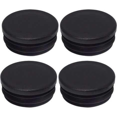 Lot de 4 Bouchon Tube Rond 50mm Plastique Noir RAL 9005 Pour Poteau Clôture (1/5)