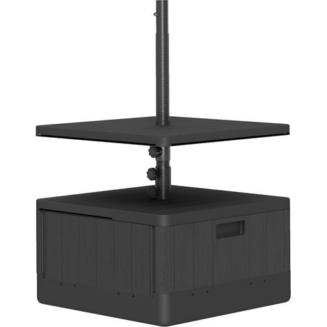 Pied parasol 3 en 1 lestable 80 kg système plantation roulettes plateau carré support Ø38/48 mm balcon noir