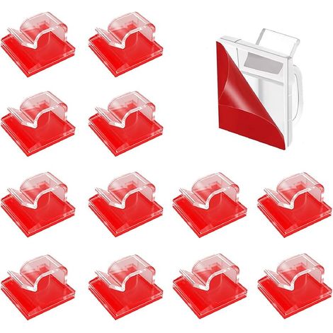 100 PCS Clips Câbles, Cable Adhesif Rangement de Câble, Gestion de Câble, Plastique Organiseur de Fils Electrique, Fixation Murale Sans Percer (Transparent) (1/5)