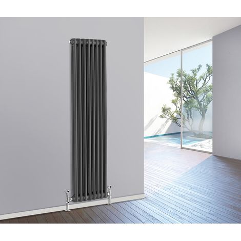 NRG Traditional Cast Iron Style Radiator Vertical 2 Column Anthracite 1800 x 380mm