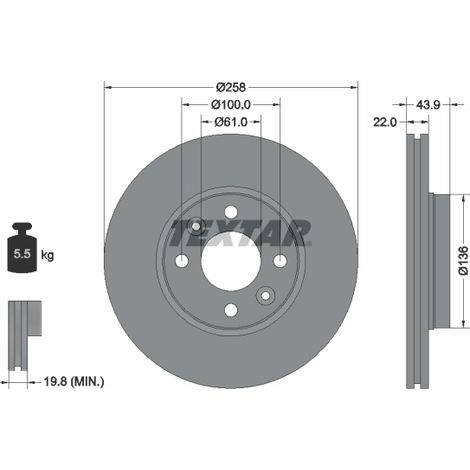 Lot de 2 Disques de frein Textar 92241503 DACIA 4020600Q1E 4020600Q2E 402061200R