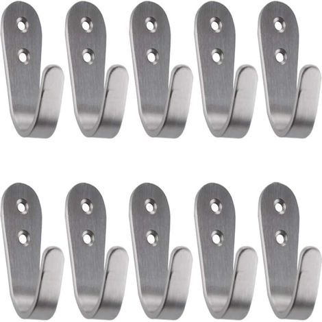 Ganci appendiabiti in acciaio inox, 10 pezzi di ganci portasciugamani da parete, ganci appendiabiti singoli a vite da parete per bagno, accappatoio, camera da letto