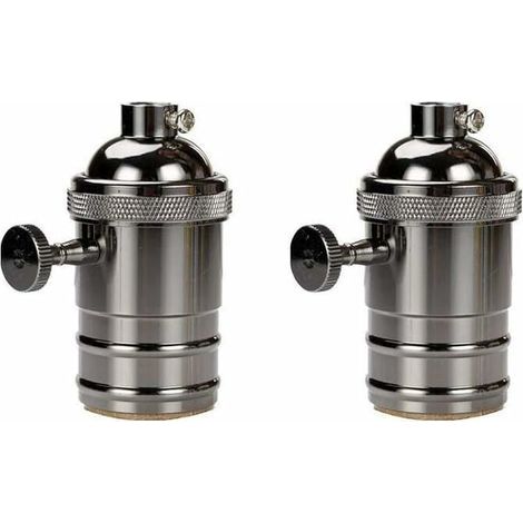 2 Pcs Vintage Douille lampe, Edison Douille Vintage E27 Adaptateur De Lampe avec Interrupteur Rétro Vintage Lustre Sans Fil Noir (1/5)