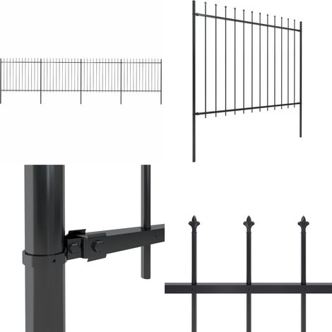 Gartenzaun mit Speerspitzen Stahl 6,8 x 1,5 m Schwarz - Gartenzaun - Stahlezaunt - Metallzaun - Zaun Schwarz - Zierzaun - Home & Living