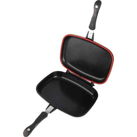 Padella grill a doppia faccia con manico portatile antiscottatura, pentola da 32 cm/12,6 pollici (1/5)
