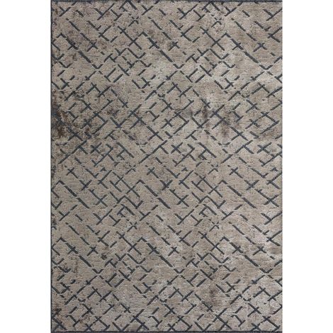 Tapis kilim tissé en coton 240x300 gris rectangle motif simple CRISTYEL
