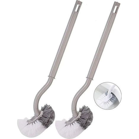 Set of 2 long-handled plastic toilet brushes with durable bristles for deep cleaning, grey. - AquaForge (1/5)