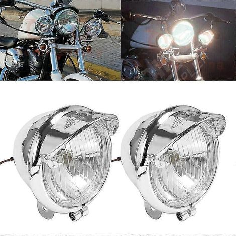 1 Paar verchromte Universal-Motorrad-Nebelscheinwerfer, 12 V DC, für Harley Touring Sportster XL 883 1200 72 48 Dyna Softail() (1/4)