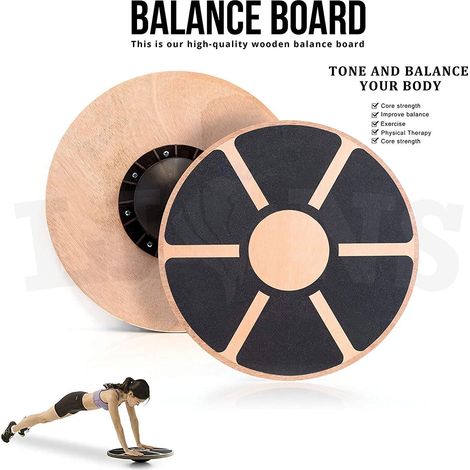 Cette planche de balançoire en bois antidérapante pour l'entraînement du tronc a un diamètre de 15,5 pouces (environ 39,5 cm) et peut pivoter à 360 degrés pour un entraînement stable. (1/4)