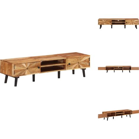 TV-Möbel - Living TV-Schrank 145x35x35 cm Akazie Massivholz (1/5)