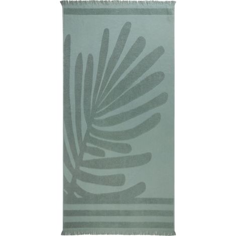 Fouta de plage en Motif feuillage en éponge TROPI (1/4)