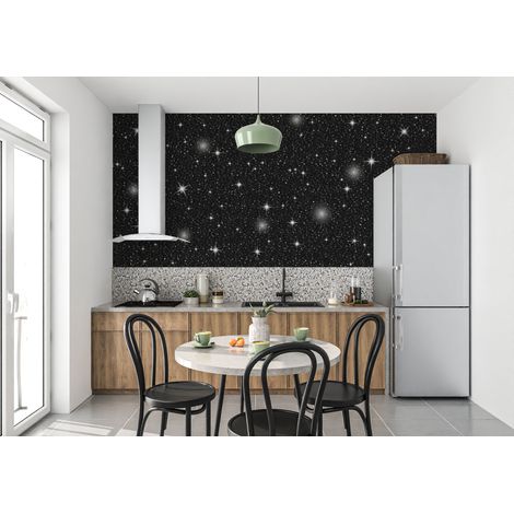 Papier peint noir et blanc eclats detoiles nocturnes 1 - 150 x 250 cm (1/2)