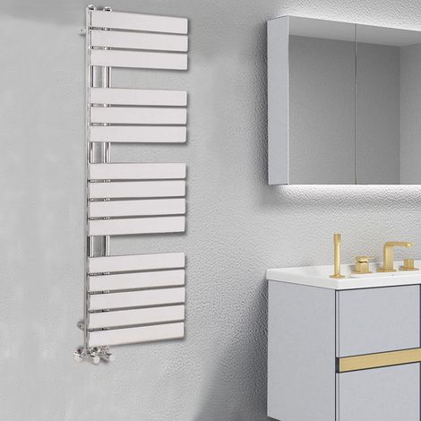 Designer Flat Towel Rail Radiator Bathroom Central Heating Chrome 1380 x 500mm (1/5)