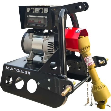 Groupe électrogène agricole 12 kW (15 kVA) pour tracteur dès 30 ch - 230 V et 400 V - Régulateur AVR - Cardan et attelage trois points MW Tools PTG120 (1/5)