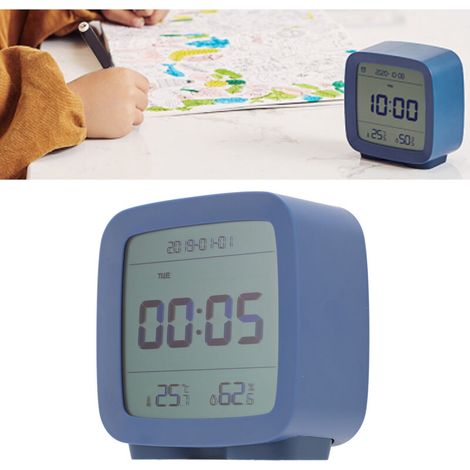 Intelligente, kleine Digitaluhr mit Temperatur-/Luftfeuchtigkeitsanzeige und benutzerfreundlicher App – ABS – 120 g – AA-Batterien nicht enthalten